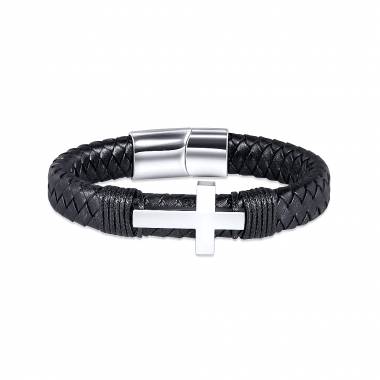 Ανδρικό Ατσάλινο Δερμάτινο Βραχιόλι - Men's Steel Leather Bracelet