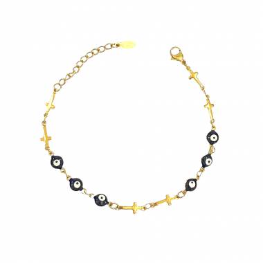 Γυναικείο Ατσάλινο Βραχιόλι Με Ματάκια - Women's Steel Bracelet