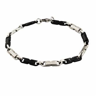 Ανδρικό Ατσάλινο Βραχιόλι Πλακέ Δίχρωμο - Men's Steel Bracelet, Plain, Two-Tone