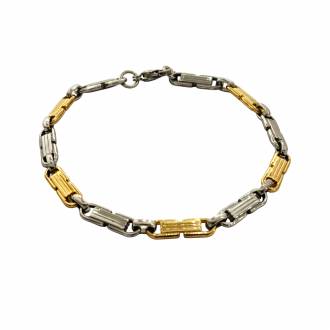 Ανδρικό Ατσάλινο Βραχιόλι Πλακέ Δίχρωμο - Men's Steel Bracelet, Plain, Two-Tone