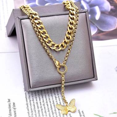 Γυναικείο Ατσάλινο Κολιέ Με Πεταλούδα – Women’s Steel Necklace