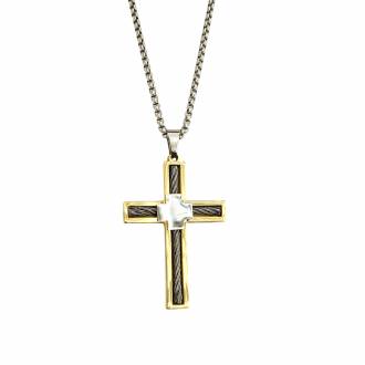 Σταυρός Απο Ανοξείδωτο Ατσάλι Δίχρωμος - Men's Stainless Steel Cross