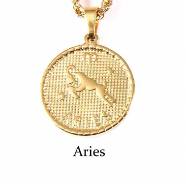 Ανδρικό Ατσάλινο Κολιέ Με Ζώδιο (Κριός) – Men’s Steel Necklace Zodiac (Aries)
