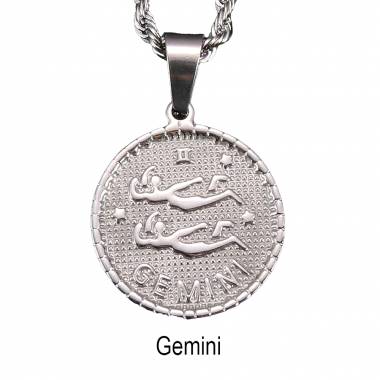 Ανδρικό Ατσάλινο Κολιέ Με Ζώδιο (Δίδυμος) – Men’s Steel Necklace Zodiac (Gemini)