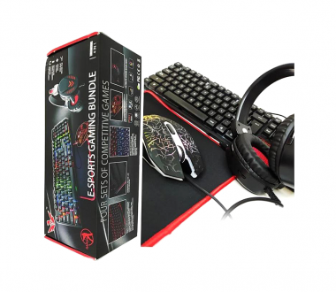 Σετ Gaming Πληκτρολόγιο με RGB Φωτισμό Ποντίκι,Ακουστικά & Mousepad 4 σε 1 – JX-K8816