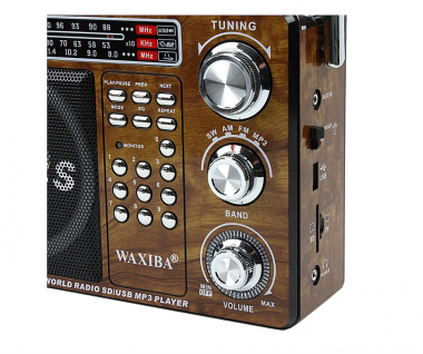 Μίνι Φορητό Ραδιόφωνο με 3 Συχνότητες, MP3 Player, Υυποδοχή TF, SD, USB, Καφέ KR-9303UAT