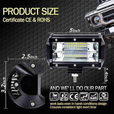 Led Αδιάβροχος Προβολέας Μπάρα 72W 10 ~ 48V 1τμχ