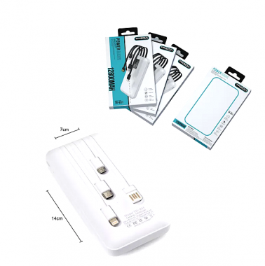 Power bank 10000Mah με ενσωματωμένα καλώδια φόρτισης & θύρα USB-A Treqa