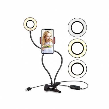 Ring Light 8 cm & Βάση Κινητου Με Μεταλλικό Βραχίονα 2 Σε 1 – Professional Live Stream