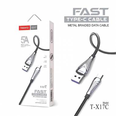 Καλώδιο Δεδομένων Ταχείας Φόρτισης TYPE-C T-X17C 5Α 1M