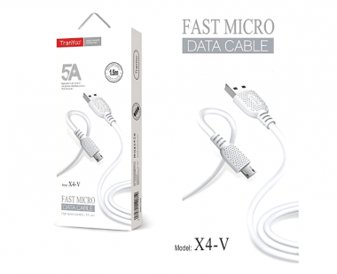 Καλώδιο Φόρτισης Λευκό Micro X4-V 1.5m USB 2.0