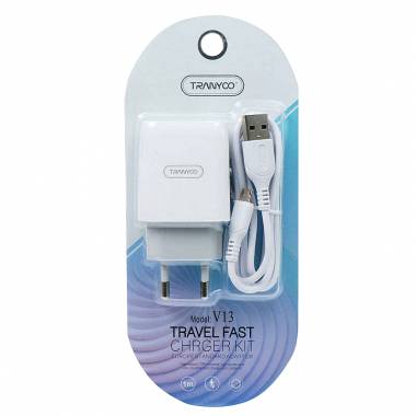 Ταξιδιωτικός Φορτιστής Type-C 2 Θύρες USB Λευκός V13