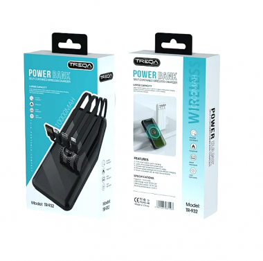 Power Bank 10000Mah με 3 Καλώδια USB Treqa