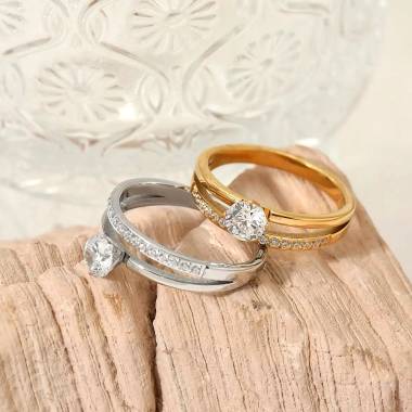 Γυναικείο Ατσάλινο Δαχτυλίδι Μονόπετρο - Woman's Steel Ring