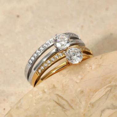 Γυναικείο Ατσάλινο Δαχτυλίδι Μονόπετρο - Woman's Steel Ring
