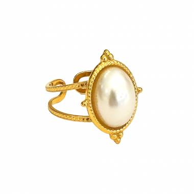 Γυναικείο Ατσάλινο Δαχτυλίδι Με Πέρλα - Woman's Steel Ring