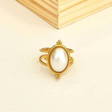 Γυναικείο Ατσάλινο Δαχτυλίδι Με Πέρλα - Woman's Steel Ring
