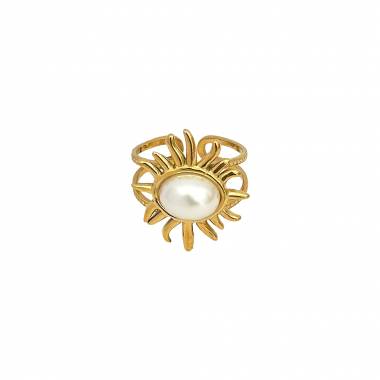 Γυναικείο Ατσάλινο Δαχτυλίδι Με Πέρλα - Woman's Steel Ring