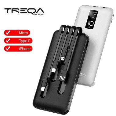 Treqa TR-931 Power bank 10000Mah με ενσωματωμένα καλώδια φόρτισης & θύρα USB-A - USB bank power