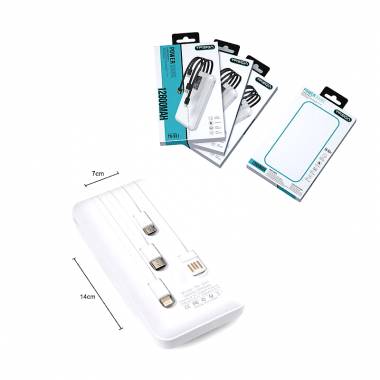 Treqa TR-931 Power bank 10000Mah με ενσωματωμένα καλώδια φόρτισης & θύρα USB-A - USB bank power