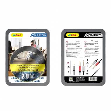 Andowl Καλώδιο ήχου 3.5mm TRS σε 6.35mm 2.0M - Dual interface audio cable Q-HD725