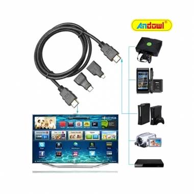 Andowl Καλώδιο οθόνης 4K Ultra HD HD310 - Cable HDMI male - HDMI male 1.5m Μαύρο