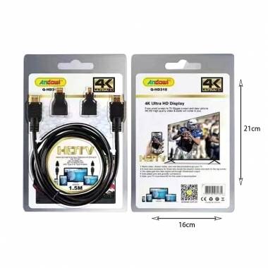 Andowl Καλώδιο οθόνης 4K Ultra HD HD310 - Cable HDMI male - HDMI male 1.5m Μαύρο