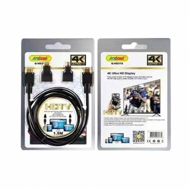 Andowl Καλώδιο οθόνης 4K Ultra HD HD310 - Cable HDMI male - HDMI male 1.5m Μαύρο
