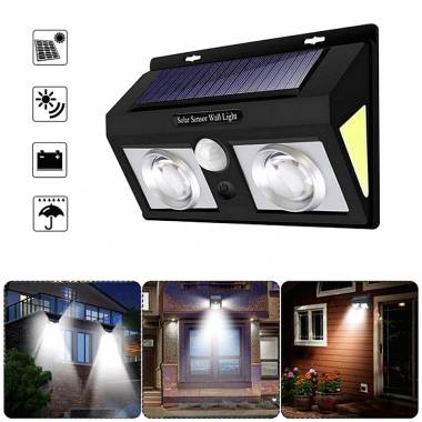 Εξωτερικός Ηλιακός Προβολέας Cob LED 28W Τοίχου με Ανιχνευτή Κίνησης