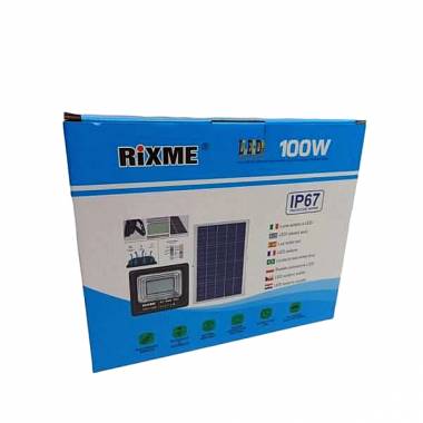 100W Ηλιακός Προβολέας Αδιάβροχος Rixme με Φωτοβολταϊκό Πάνελ & Τηλεκοντρόλ