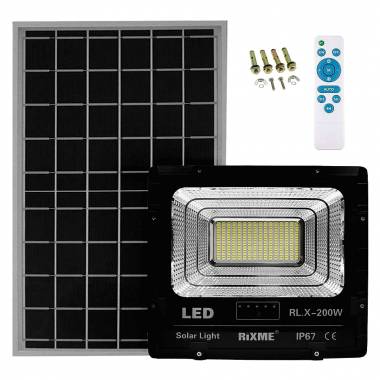 200W Ηλιακός Προβολέας Αδιάβροχος IP67 Rixme 26000LM με Πάνελ & Τηλεχειριστήριο