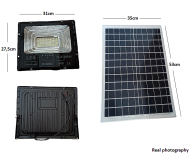 200W Ηλιακός Προβολέας Αδιάβροχος IP67 Rixme 26000LM με Πάνελ & Τηλεχειριστήριο