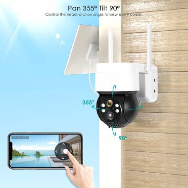 Ασύρματη Ηλιακή IP Κάμερα Ασφαλείας WiFi 3.0MP 1080p PTZ με Αισθητήρα Κίνησης 1146-87 OEM Λευκό