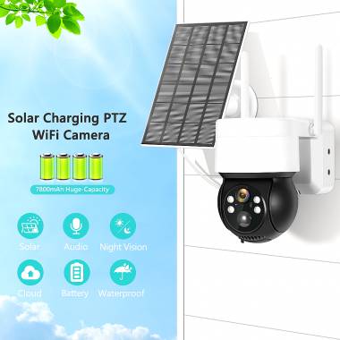 Ασύρματη Ηλιακή IP Κάμερα Ασφαλείας WiFi 3.0MP 1080p PTZ με Αισθητήρα Κίνησης 1146-87 OEM Λευκό