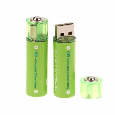 Επαναφορτιζόμενη μπαταρία USB Λιθίου Νi-AA 1.5V - 2000mAh - 2 τεμάχια - USB Rechargeable Battery