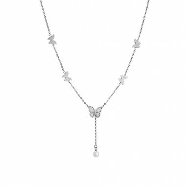 Γυναικείο Ατσάλινο Κολιέ Με Πεταλούδες – Women’s Steel Necklace