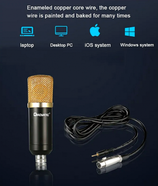 Πυκνωτικό Μικρόφωνο Τοποθέτηση Shock Mounted/Clip On Εγγραφής Φωνής QA-T595