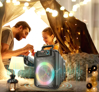 Φορητό Ηχείο Εξωτερικού Χώρου 20w Bluetooth RGB HIFI SUPER BASS (USB,FM,AUX,καλώδιο Micro USB) με Δώρο Μικρόφωνο