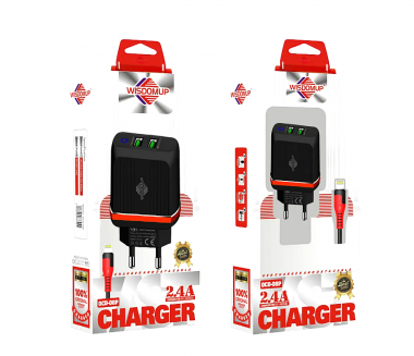 Φορτιστής Κινητού με 2 θύρες USB-C και καλώδιο δεδομένων Type-C 2.4A OCD-08T