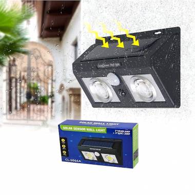 Εξωτερικός Ηλιακός Προβολέας Cob LED 28W Τοίχου με Ανιχνευτή Κίνησης