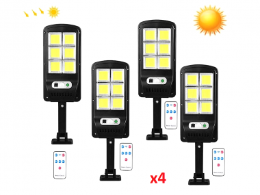 4 Τεμαχια LED COB Ηλιακή Λάμπα με Αισθητήρα 300W & Τηλεχειριστήριο