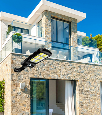 4 Τεμαχια LED COB Ηλιακή Λάμπα με Αισθητήρα 300W & Τηλεχειριστήριο