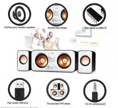 Ηχεία Υπολογιστή 2.1 με Ισχύ 2x3w HIFI Stereo