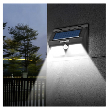 Εξωτερικός Ηλιακός Προβολέας Cob LED 28W Τοίχου με Ανιχνευτή Κίνησης