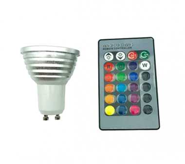 Led Λάμπα RGB GU10 με Κοντρόλ που Αλλάζει Χρώματα