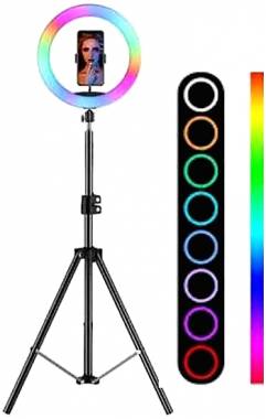 RGB Led Ring Light MJ-26 26cm 10'' 3000-6000K με Τρίποδο Δαπέδου και Βάση για Κινητό