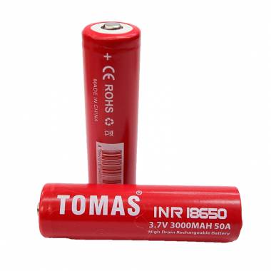 Μπαταρίες Επαναφορτιζόμενες 3.7V 3000MAH 18650 TOMAS σετ 2τμχ