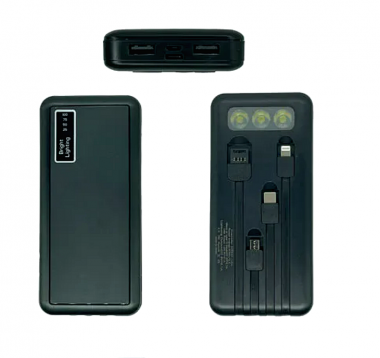 Power Bank 10000mAh με Ενσωματωμένους 4 Διαφορετικούς Αντάπτορες Φόρτισης & Φακό