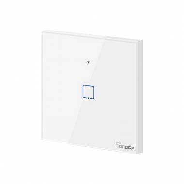 Sonoff TX T0 Χωνευτός Διακόπτης Τοίχου Wi-Fi για Έλεγχο Φωτισμού με Πλαίσιο και Ένα Πλήκτρο Αφής Φωτιζόμενος Λευκός – Google Home, Alexa