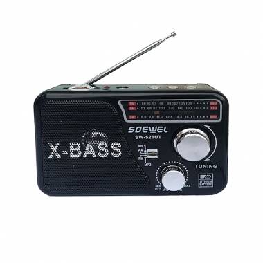 Soewel SW-521UT Φορητό Ραδιόφωνο Επαναφορτιζόμενο με USB Μαύρο - Radio
